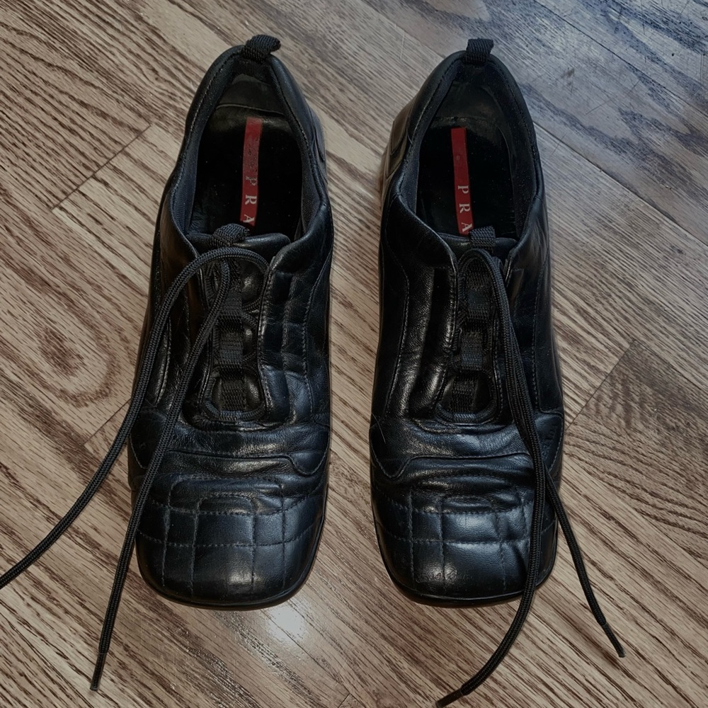 Prada leather quilted derby sneakers